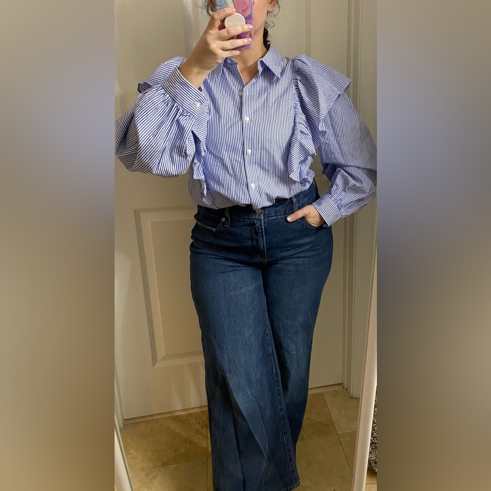 Zara Striped Ruffled Blouse - Picture 11 of 12